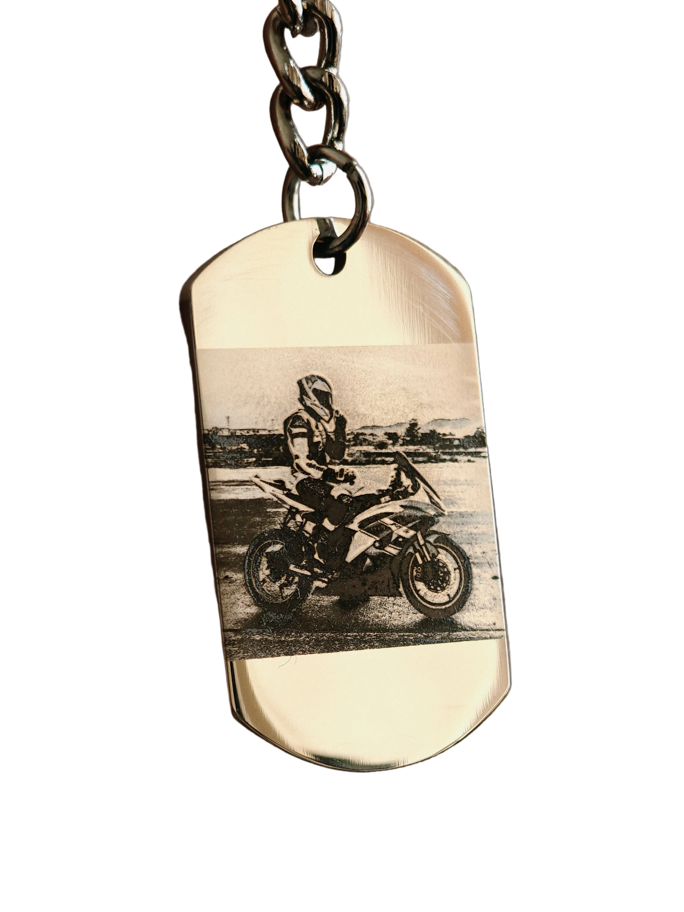 Llavero Militar acero quirúrgico personalizado con fibra láser