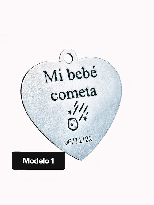 Collar Bebé Cometa acero quirúrgico personalizado con fibra láser