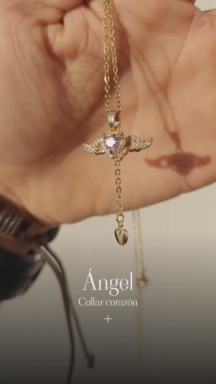 Collar Corazón Ángel aleación personalizado con fibra láser