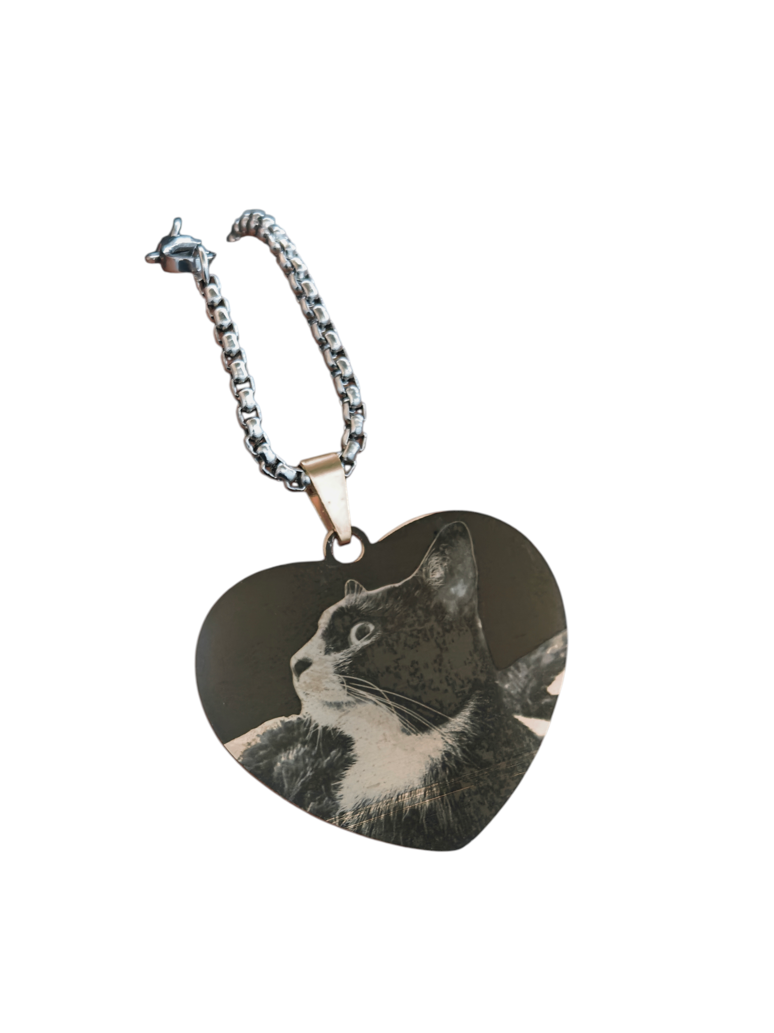 Collar Corazón Dorado Con Cadena Cúbica de acero quirúrgico personalizado con fibra láser