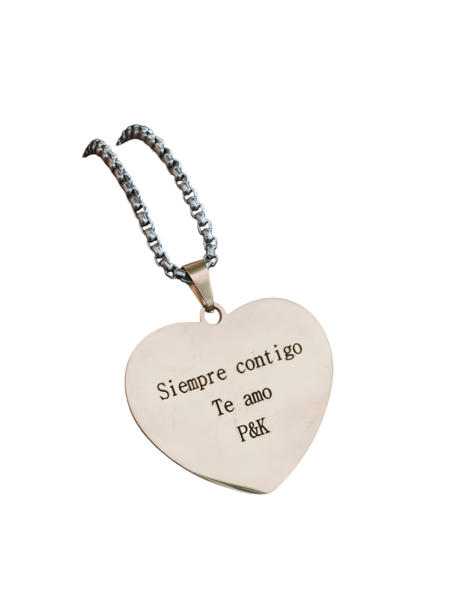 Collar Corazón Dorado Con Cadena Cúbica de acero quirúrgico personalizado con fibra láser