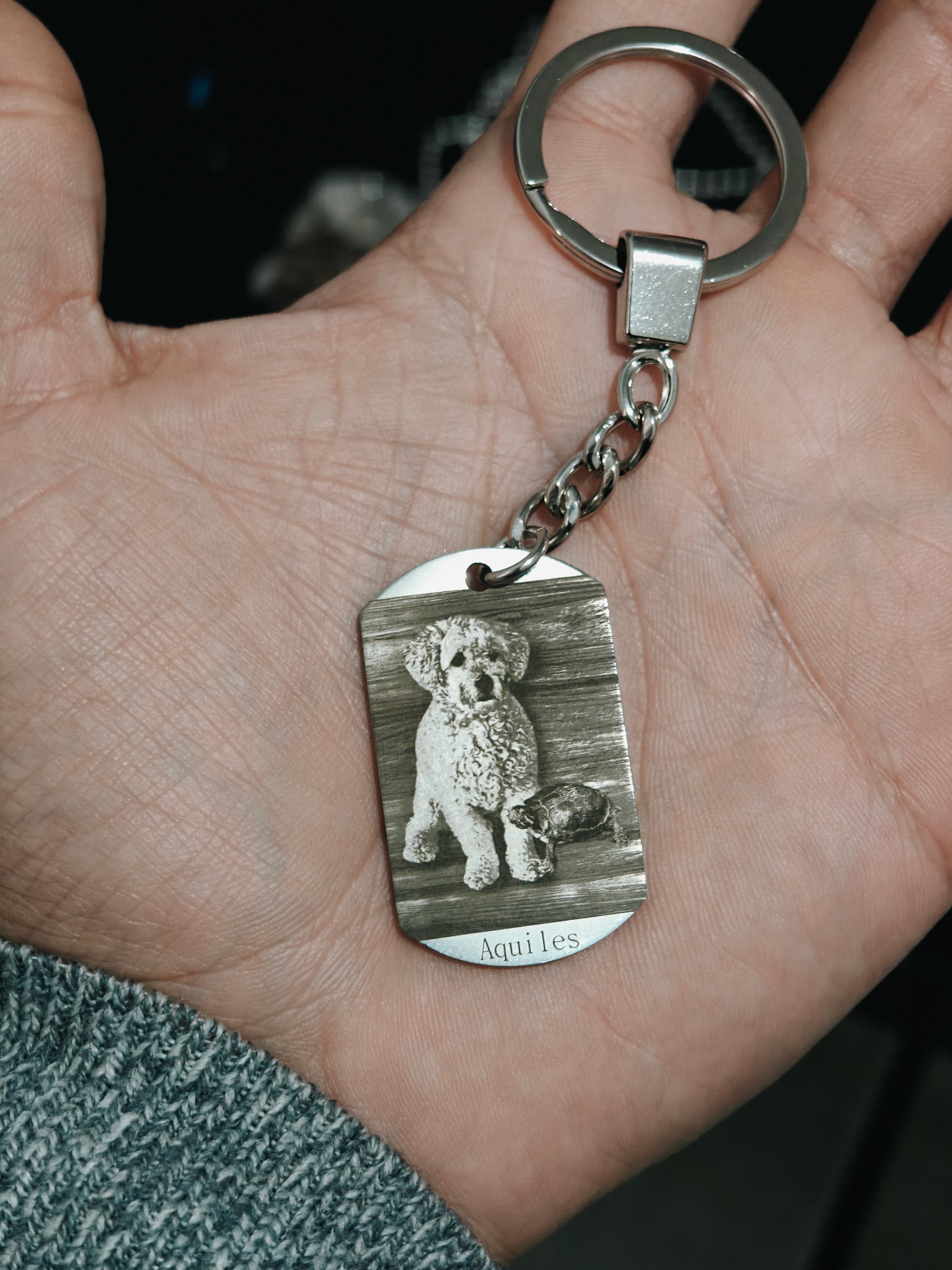 Llavero Militar acero quirúrgico personalizado con fibra láser