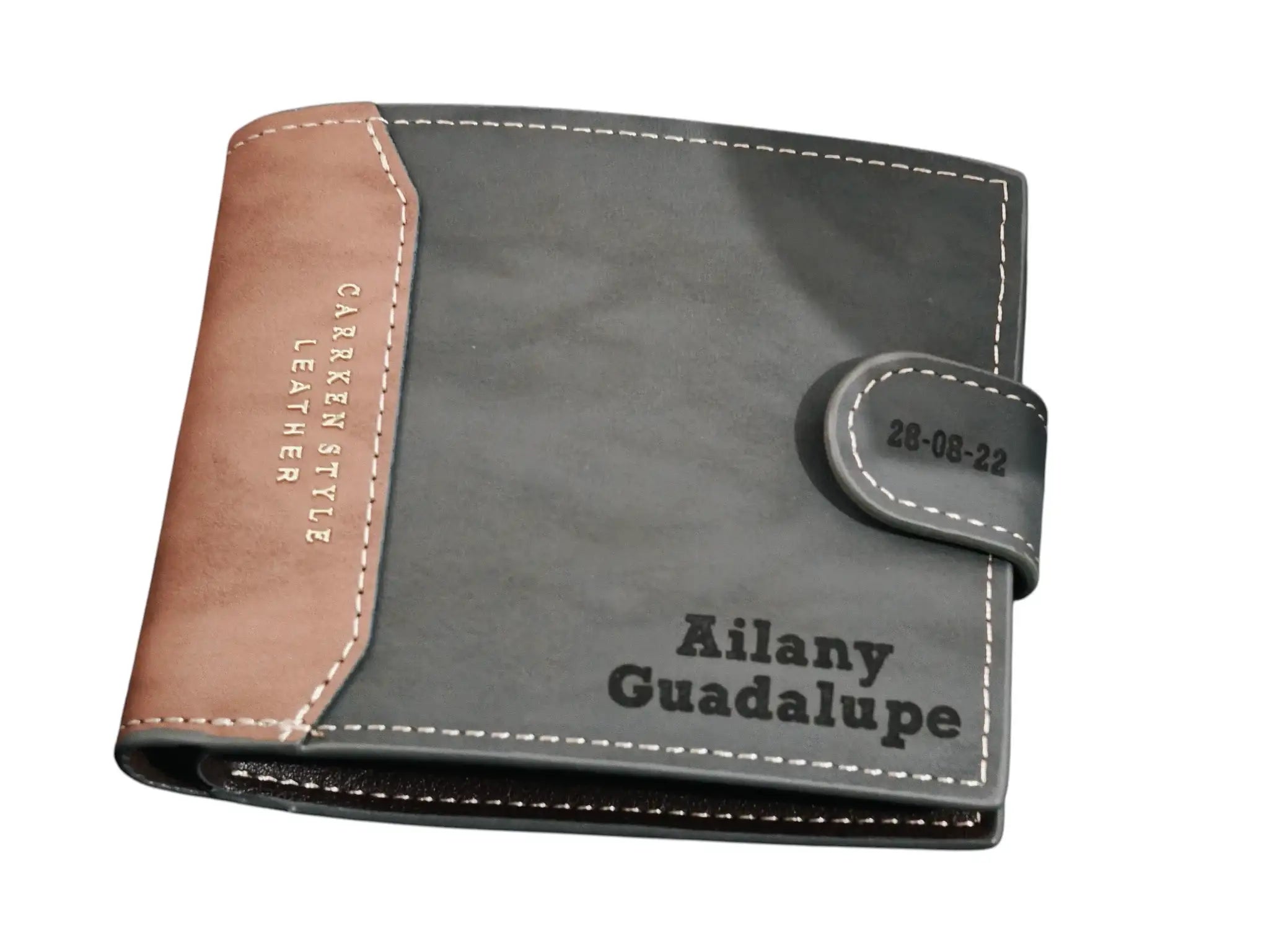 Cartera de cuero sintético personalizada con grabado láser