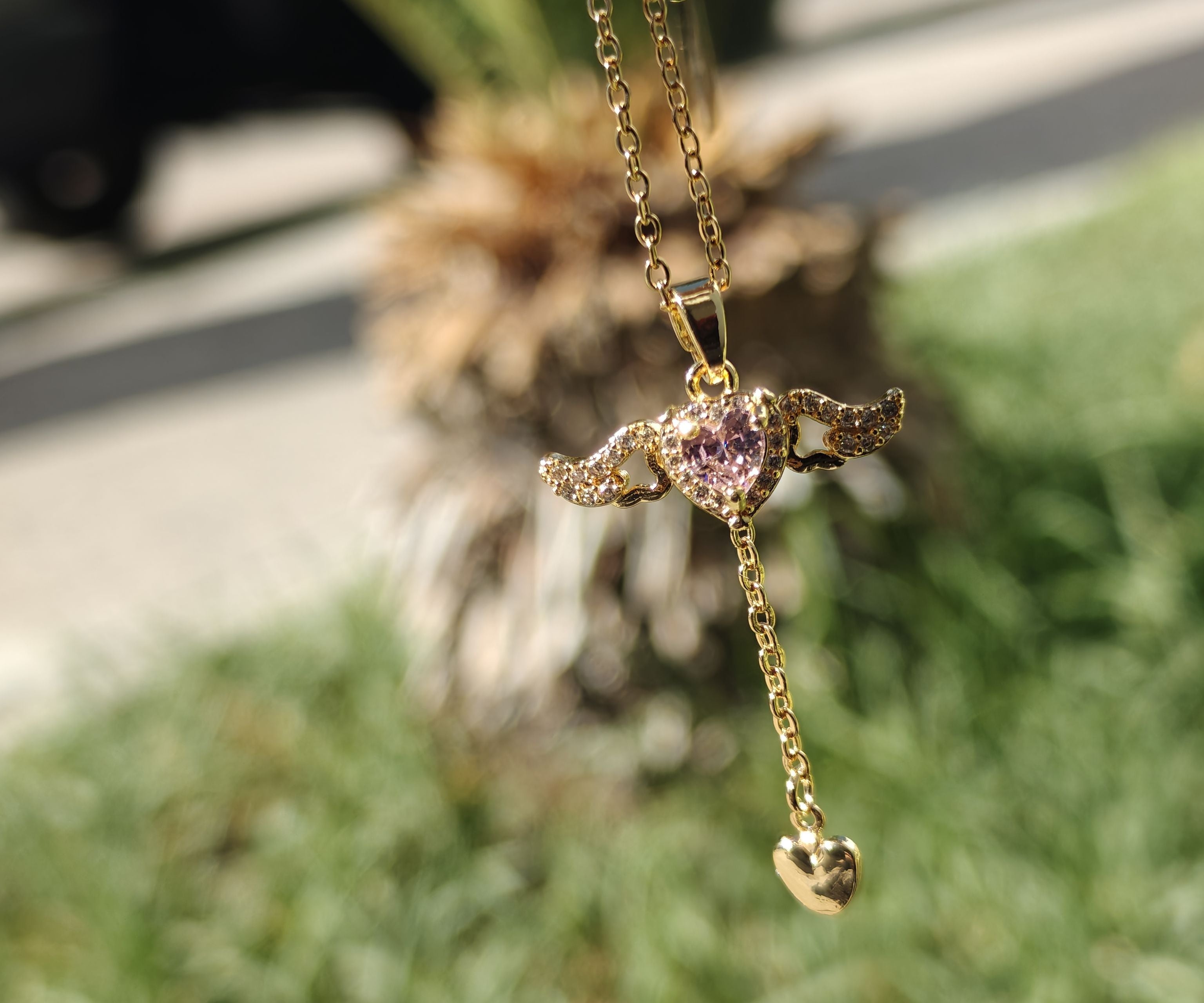 Collar Corazón Ángel aleación personalizado con fibra láser