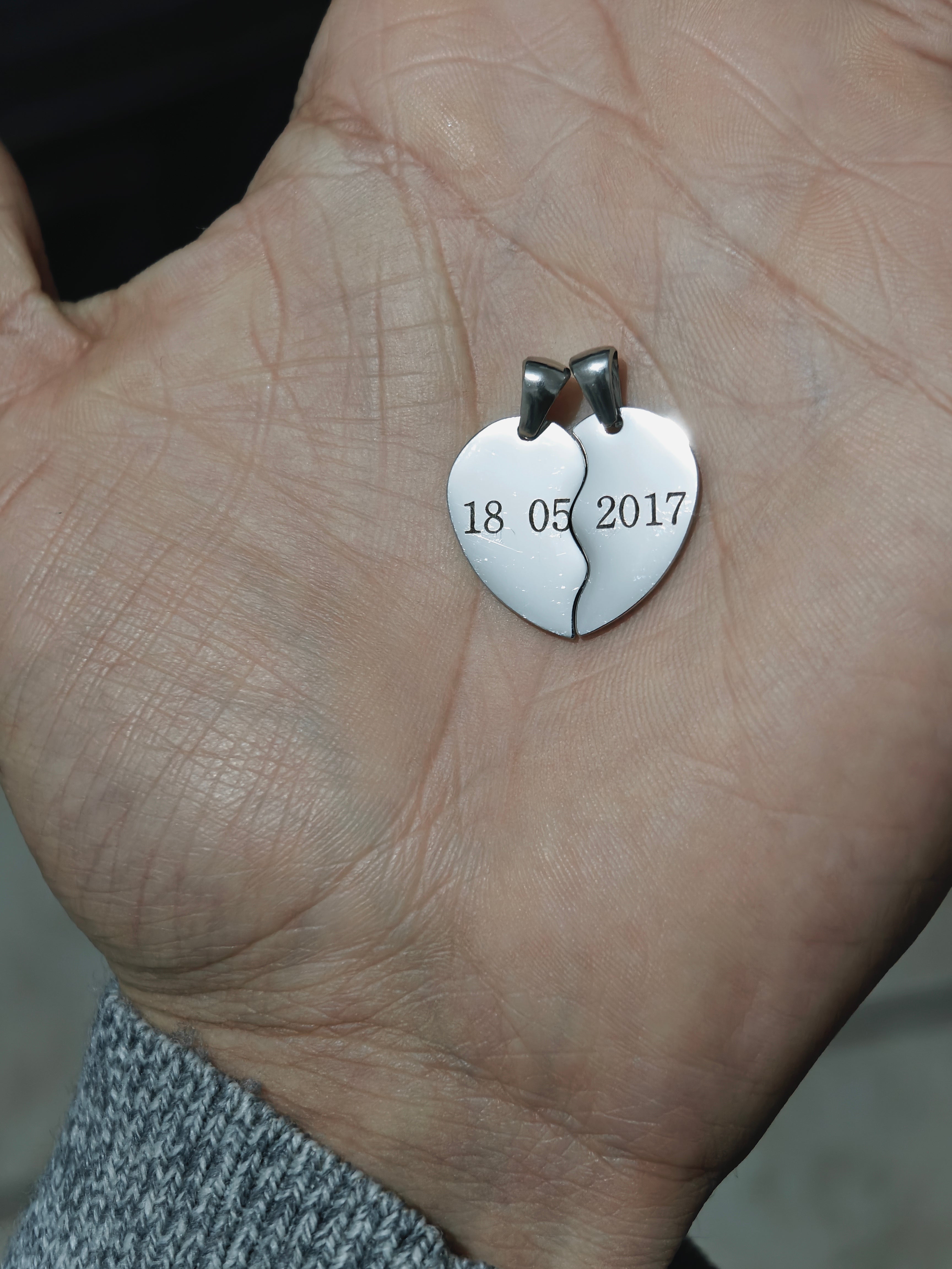 Dúo Collar Corazón acero quirúrgico personalizado con fibra láser