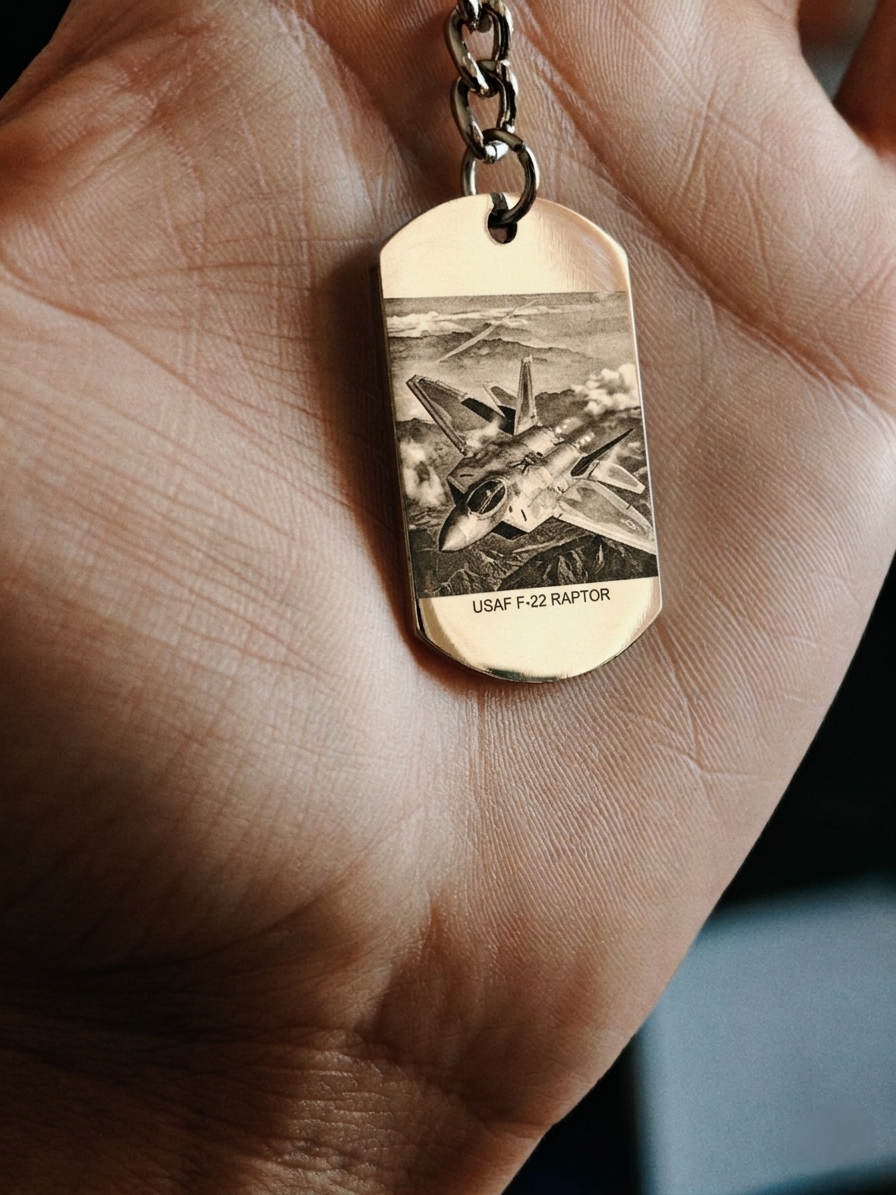 Llavero Militar acero quirúrgico personalizado con fibra láser