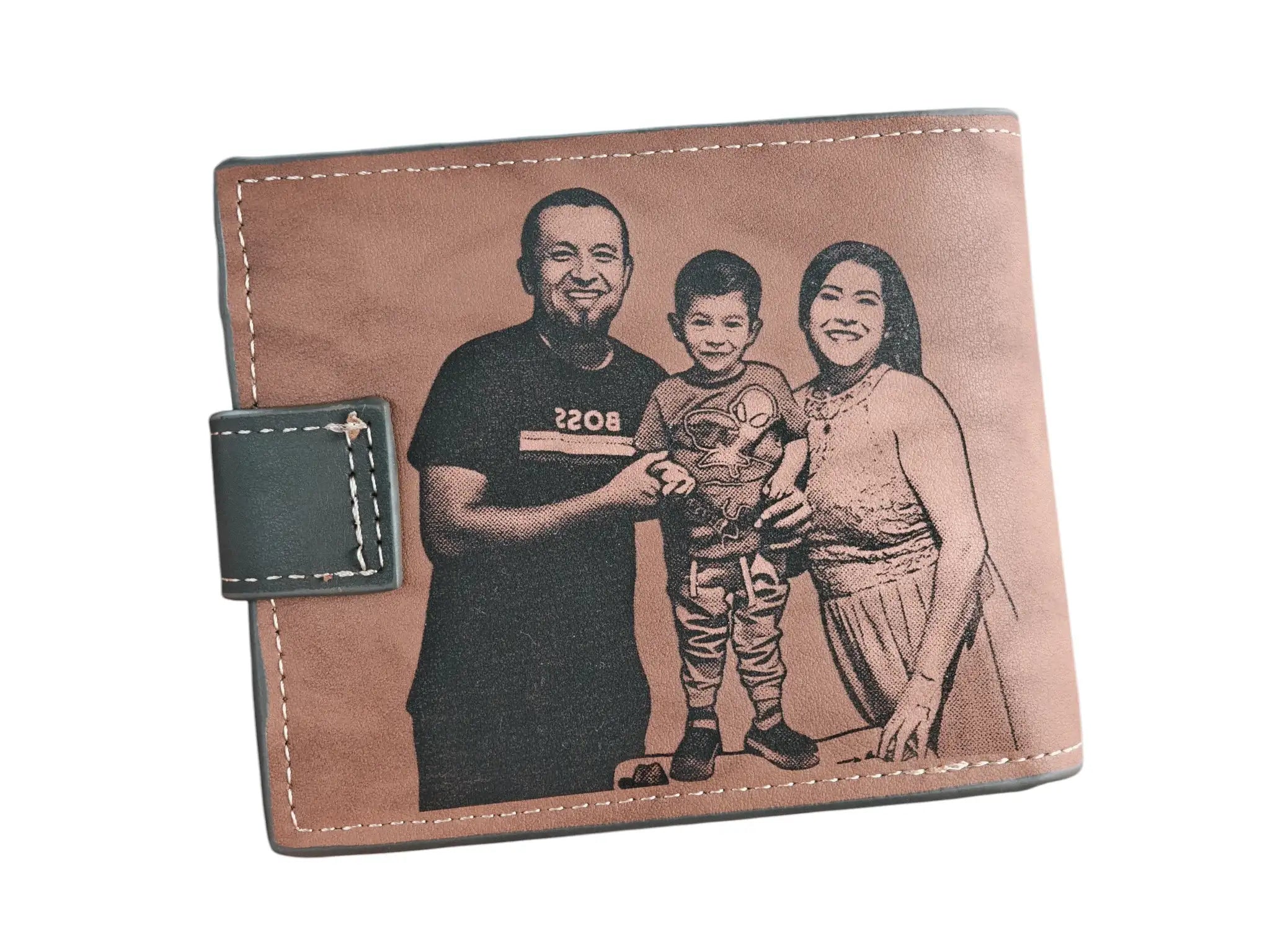 Cartera de cuero sintético personalizada con grabado láser