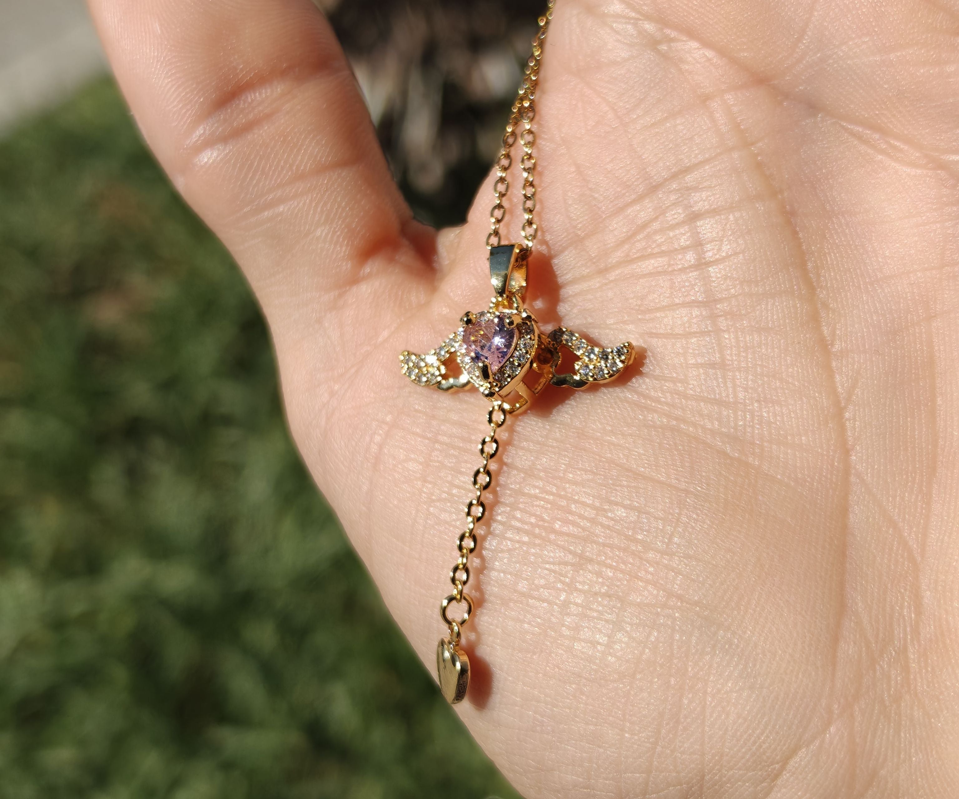 Collar Corazón Ángel aleación personalizado con fibra láser