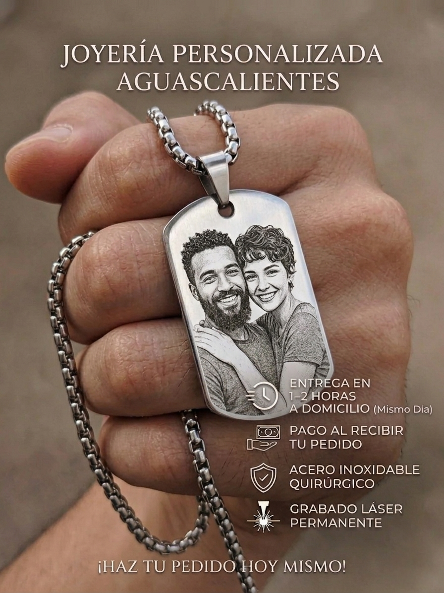 Collar Militar acero quirúrgico personalizado con fibra láser