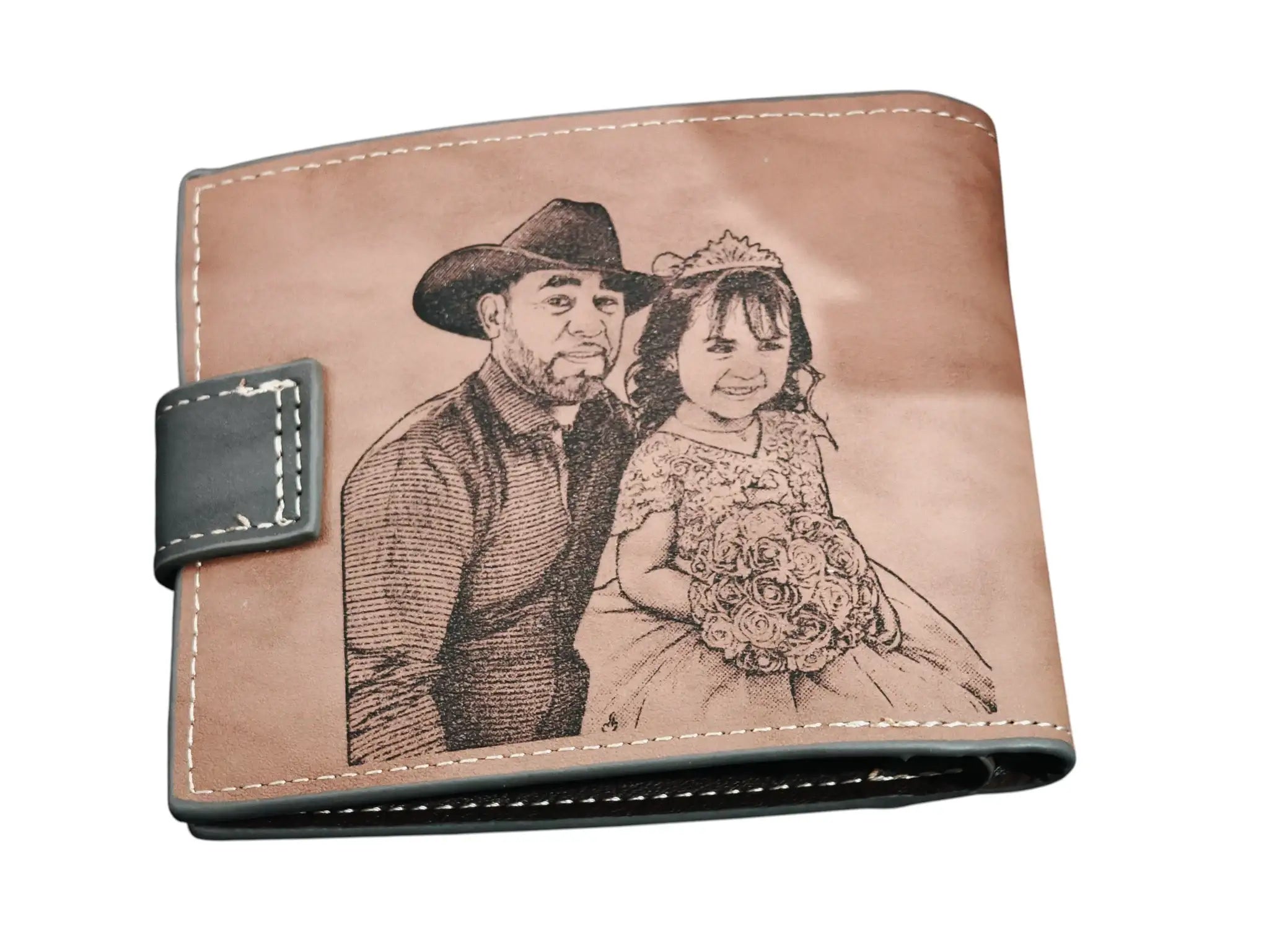 Cartera de cuero sintético personalizada con grabado láser