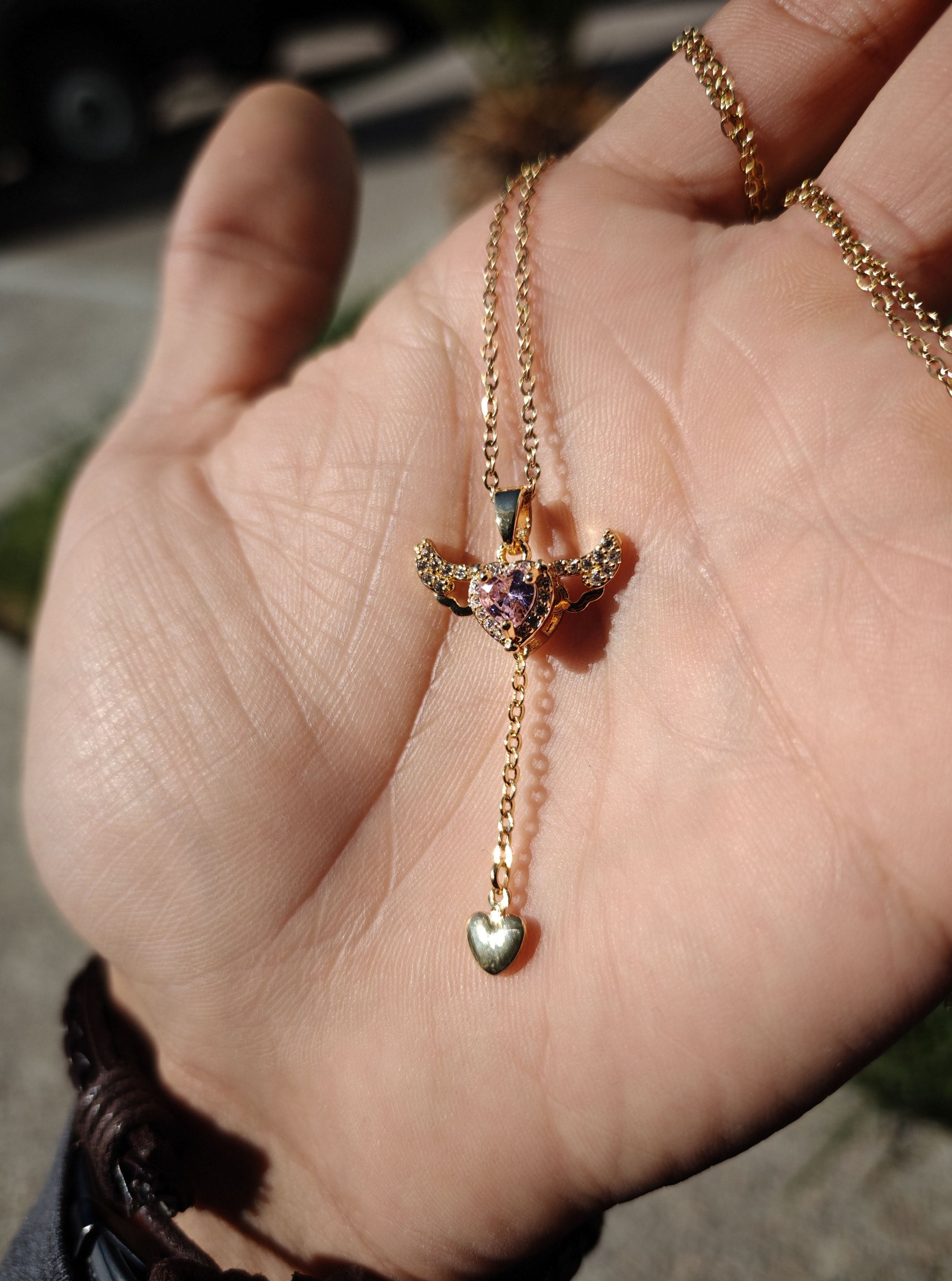 Collar Corazón Ángel aleación personalizado con fibra láser